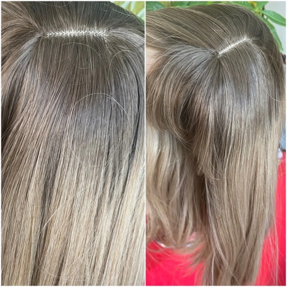 Sandy - ombré ash dark blonde wig bangs